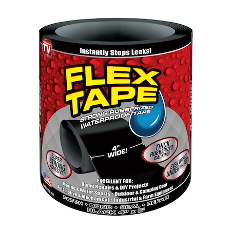 Flex Tape Flex Seal Family of Products Flex Tape 4 in. W X 5 ft. L Black Waterproof Repair Tape TFSBLKR0405